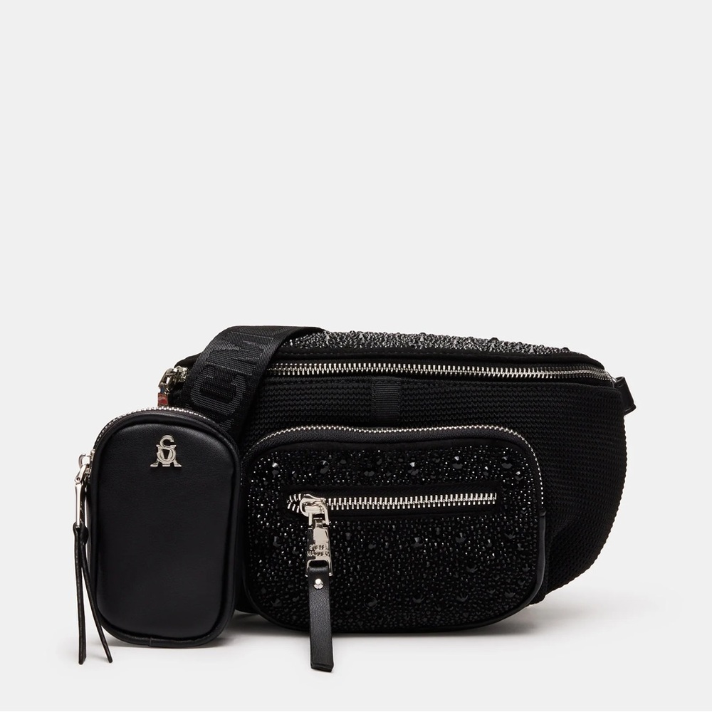Steve Madden Black Crossbody Bag with Chain Accents - Picture 4 of 11
